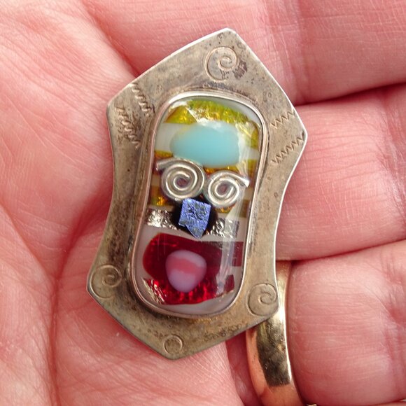 Sterling Silver Large Hand Designed Pierced Earrings Signed - Picture 4 of 8